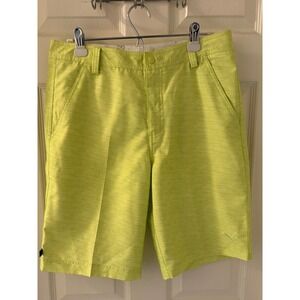 Puma Golf Shorts Mens 32 Neon Yellow Performance Stretch Flat Front Athletic